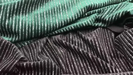 Yigao Textile Polyester Spandex Metallic Silver Stripe Corduroy Knitted Fabric