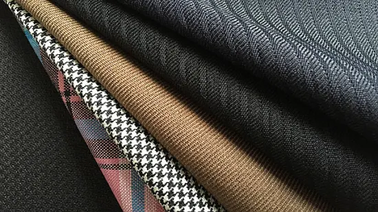 Polyester Wool Suit Fabric for Uniform Blended Suiting Plain Solid Tartan